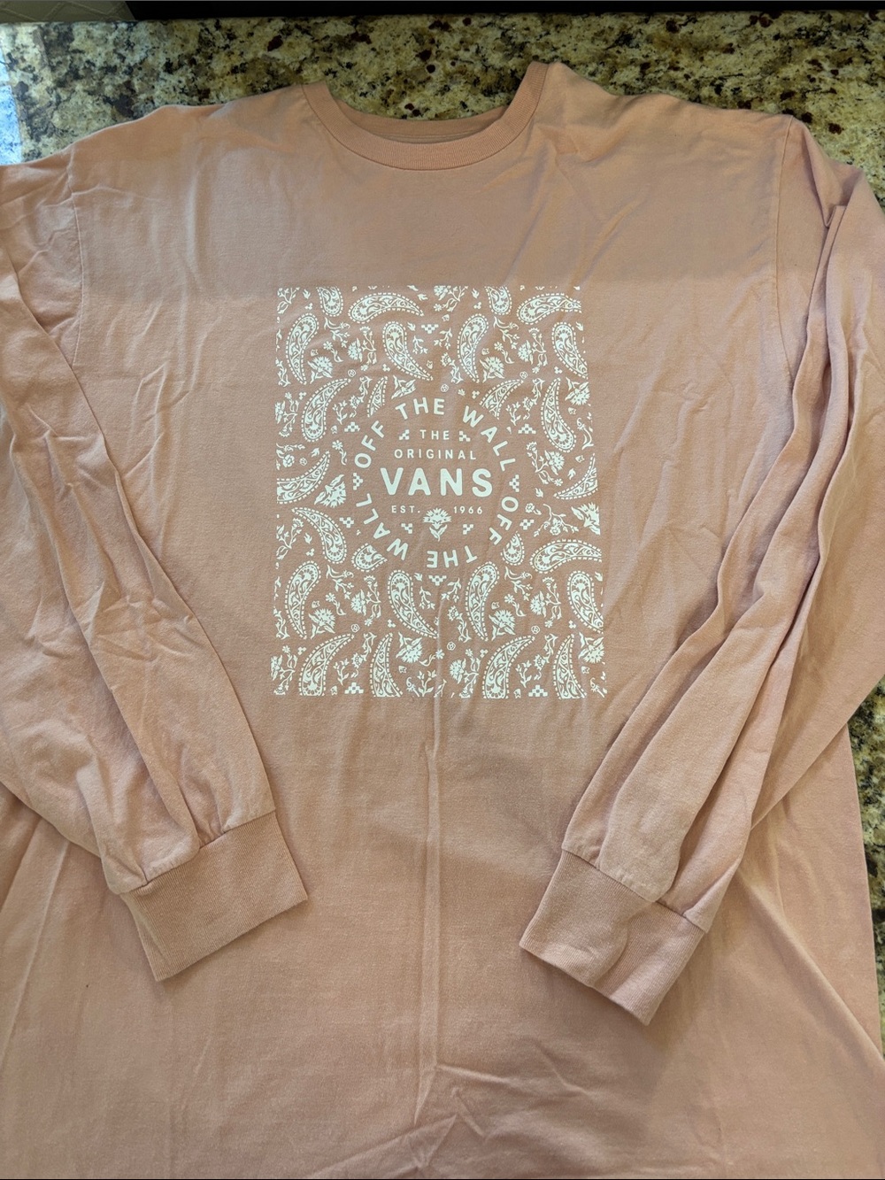 Vans Dusty Rose Long Sleeve Tee with White Paisley Logo